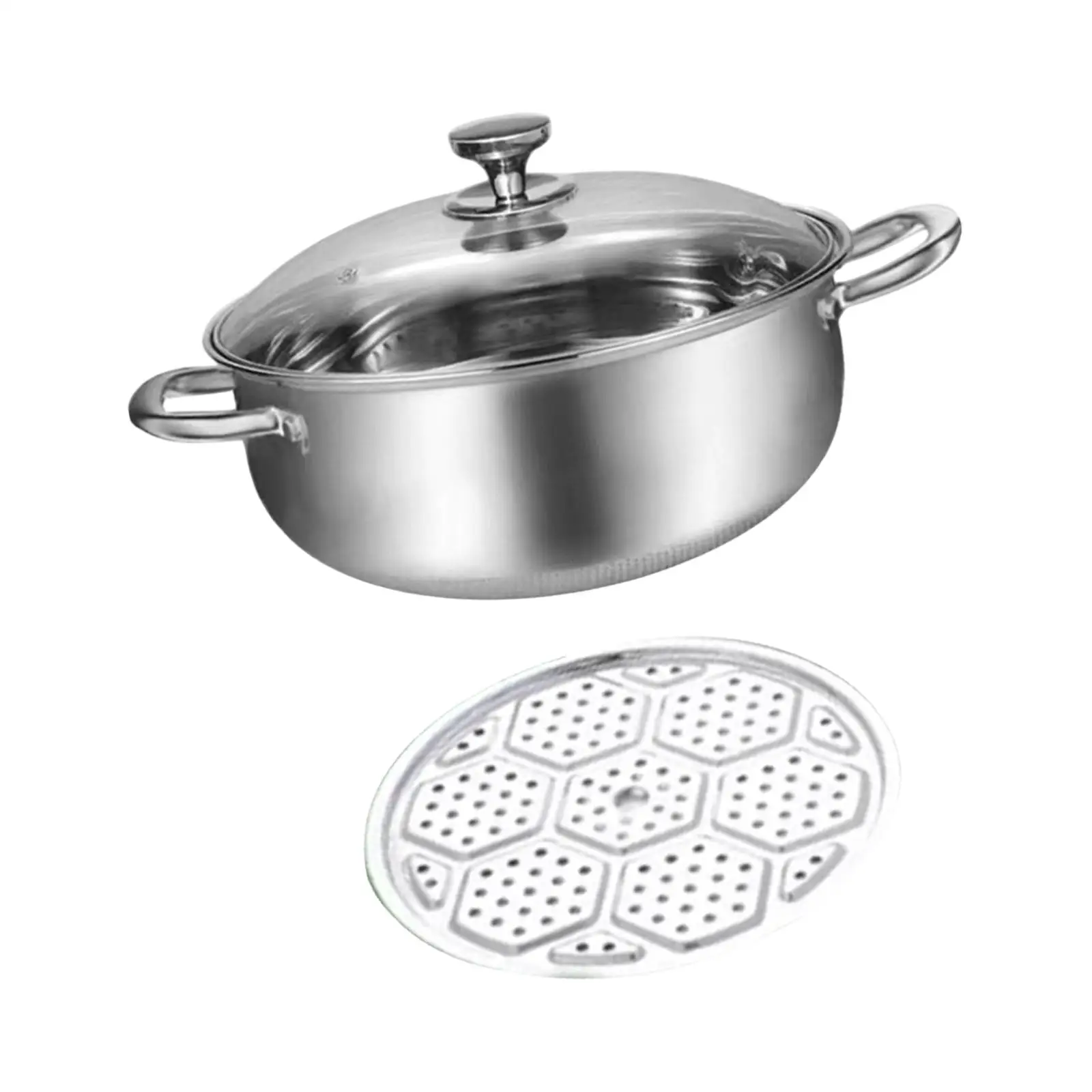 

Stainless Steel with Transparent Lid with Steaming Plate Kitchen Utensils with Ergonomic Handle Stockpot for Outdoor Restaurant
