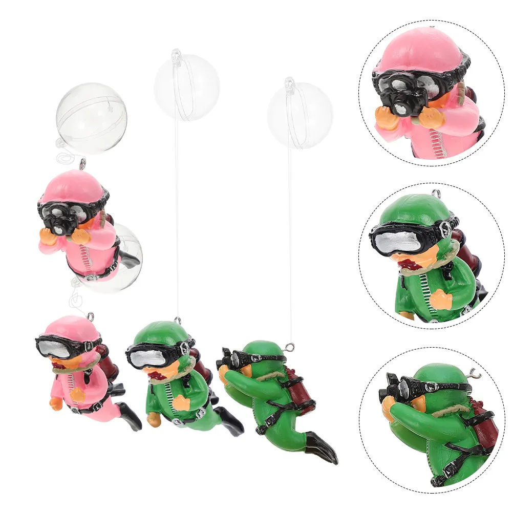 

Набор из 4 плавающих фигурок дайверов для аквариума, декоративные украшения с регулируемой плавучестью, прочные и безопасные