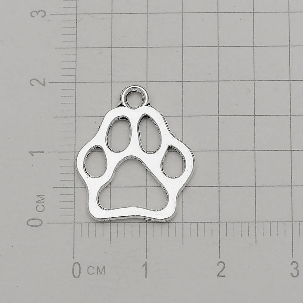 30pcs/lot Antique Silver Plated Cat Dog Pawprint Charms Animals Pet Pendant For Diy Jewelry Making Findings Supplies Accessories