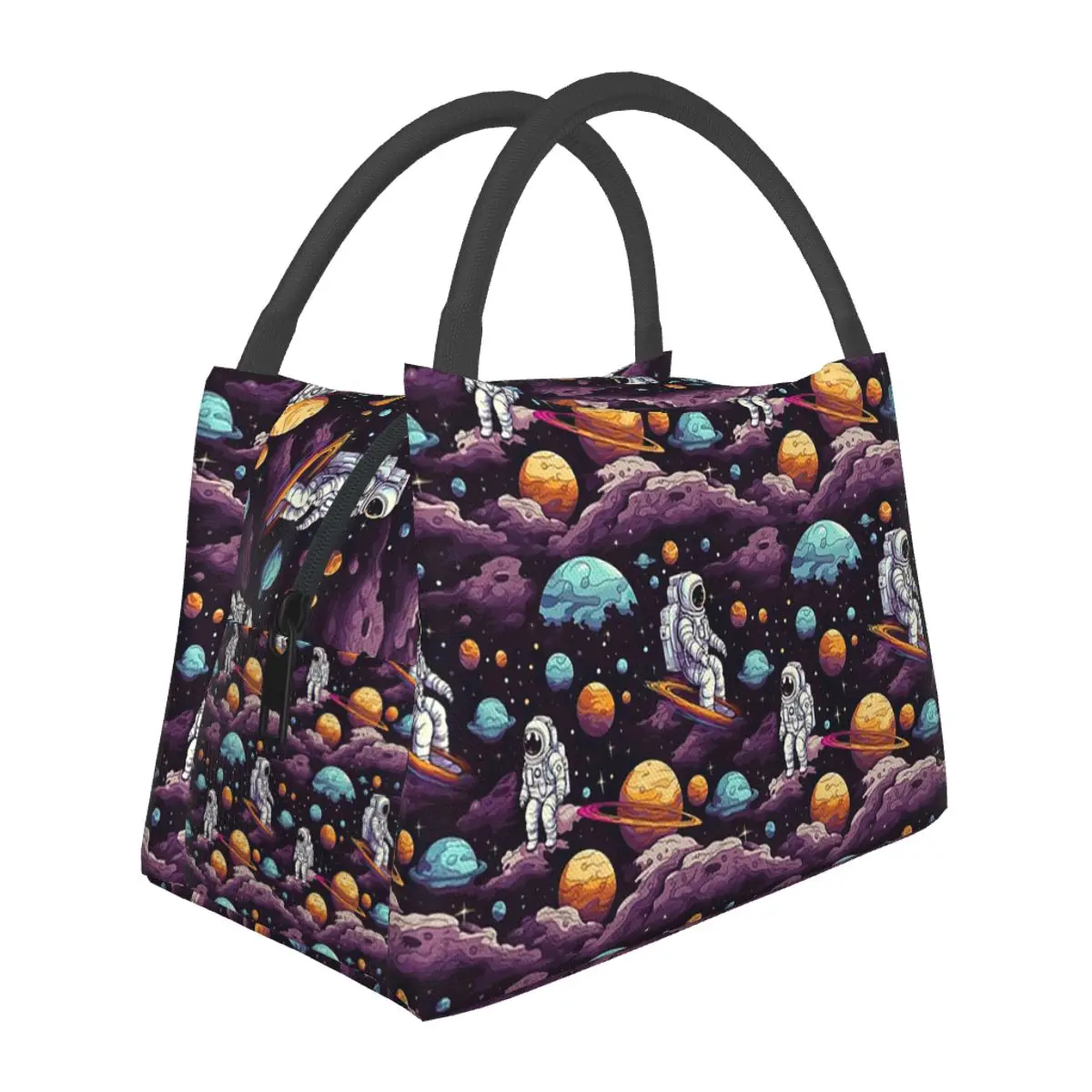 Galactic Glam Astronaut Space Cloud Pattern Lunch Bags Bento Box Portable Lunch Tote Picnic Bags Thermal Bag for Woman Office