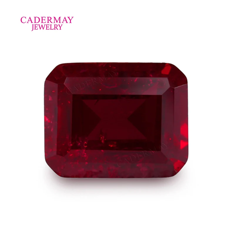 Inclusions 9# Red Lab Grown Ruby 3x5mm-13x18mm Rectangle Emerald Cut Dark Red Synthetic Ruby Corundum Loose Gemstones