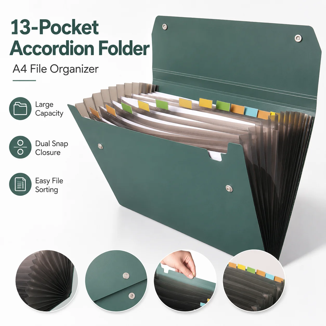 Binder Storage Box - 13 포켓 A4 확장 파일 정리함
