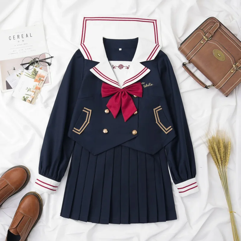 2022 Japanese School Uniforms Style Student Girls Costume Women Sexy JK Suit Sailor Blouse Pleated Skirt Set S-2xl