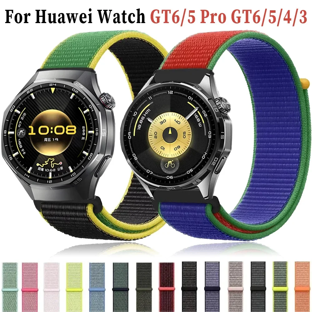 20/22mm Nylon Loop Strap for Huawei Watch 5 GT7 Pro GT7-6-5-4 46mm GT Runner 2 Flag Style Wristband Amazfit Balance 3 2 Bip Max