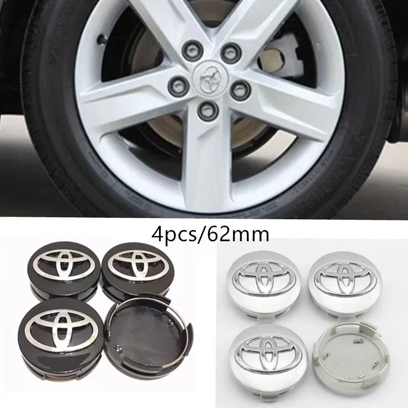 4pcs 62mm Car Styling Wheel Hub Center Caps Rim Cover Badge For Toyota Corolla Yaris CHR Rav4 Highlander Avalvn Camry accessory