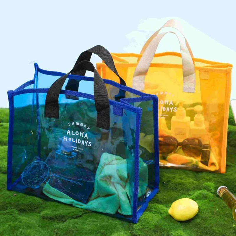 Large Capacity PVC Swimming Bag Beach Bag Outdoor Portable Clothes Shoes Storage Bag Cosmetic Bag Fashion Transparent Handbag