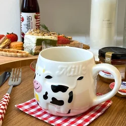 Cute Animals Cow Mug Coffee Cups with Handle Teacup Juice Milk Tea Bottle 3D Animal Mug Ceramic Mug Gift for Girlfriend Kids