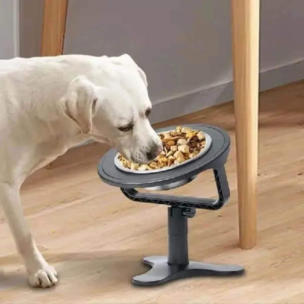 Adjustable Height Dog Bowl Tilt Neck Guard Cat Feeder Bowls Stainless Steel Pets Food Bowl Portbale Pet Products Accessories