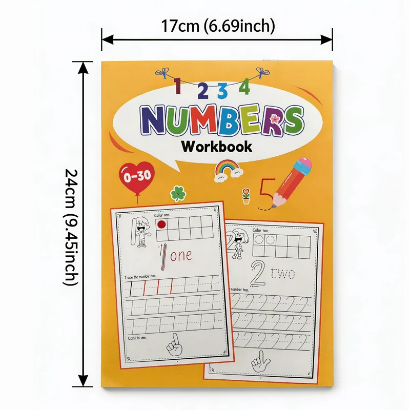 32 Pages, Children's Digital Writing Exercise Book Improving Writing Ability Numerical Cognition 0-30 Fun Coloring Exercise Book