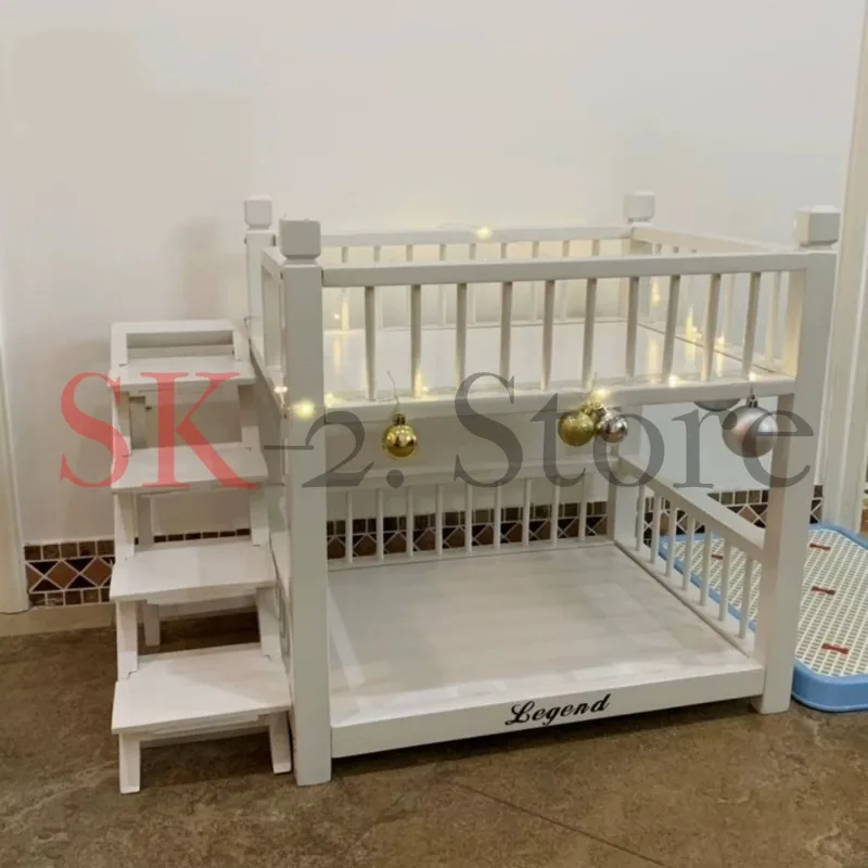 Cat Bunk Bed Wooden Double Layer Cat Bed High Load-bearing Capacity Beds with Stairs Pet Catnap Puppy Kittens Sleeping Nest