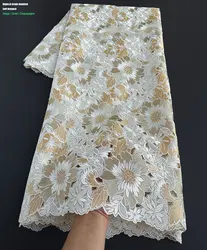 Most Top Embroidery Lace Fabric Soft Original Handcut Lace Highest Quality African Swiss Fabric Celebrants Cloth Korea Made