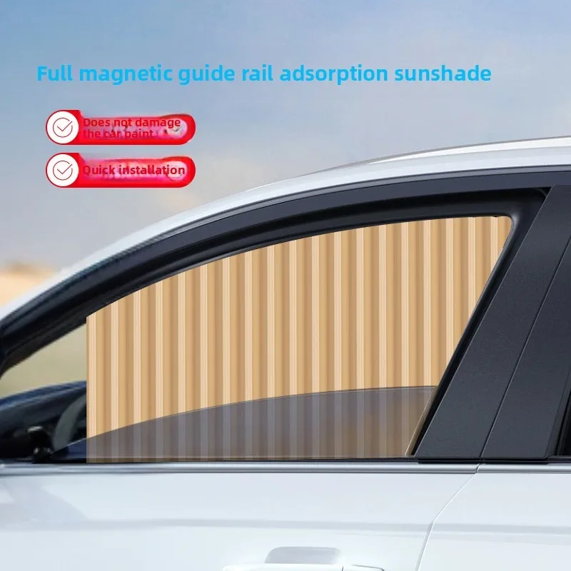 Auto Retractable Magnetic Track Car Curtain Portable Sun Block Heat Insulation Window Shade for Most Vehicle Models