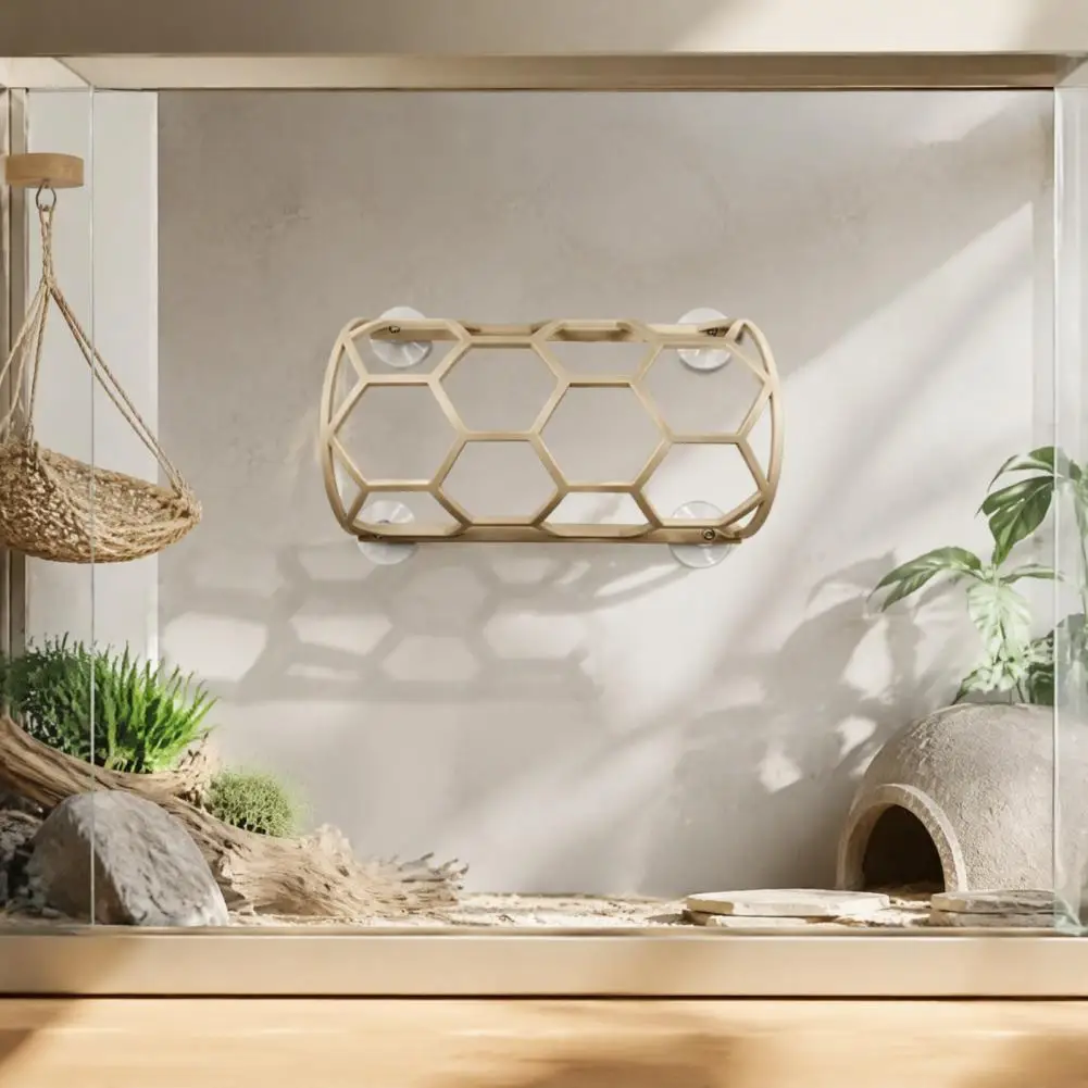 Bearded Dragon Basking Platform Terrarium Landscaping Decor Honeycomb Climbing Shelf with Suction Cups Snake Tunnel for Ball