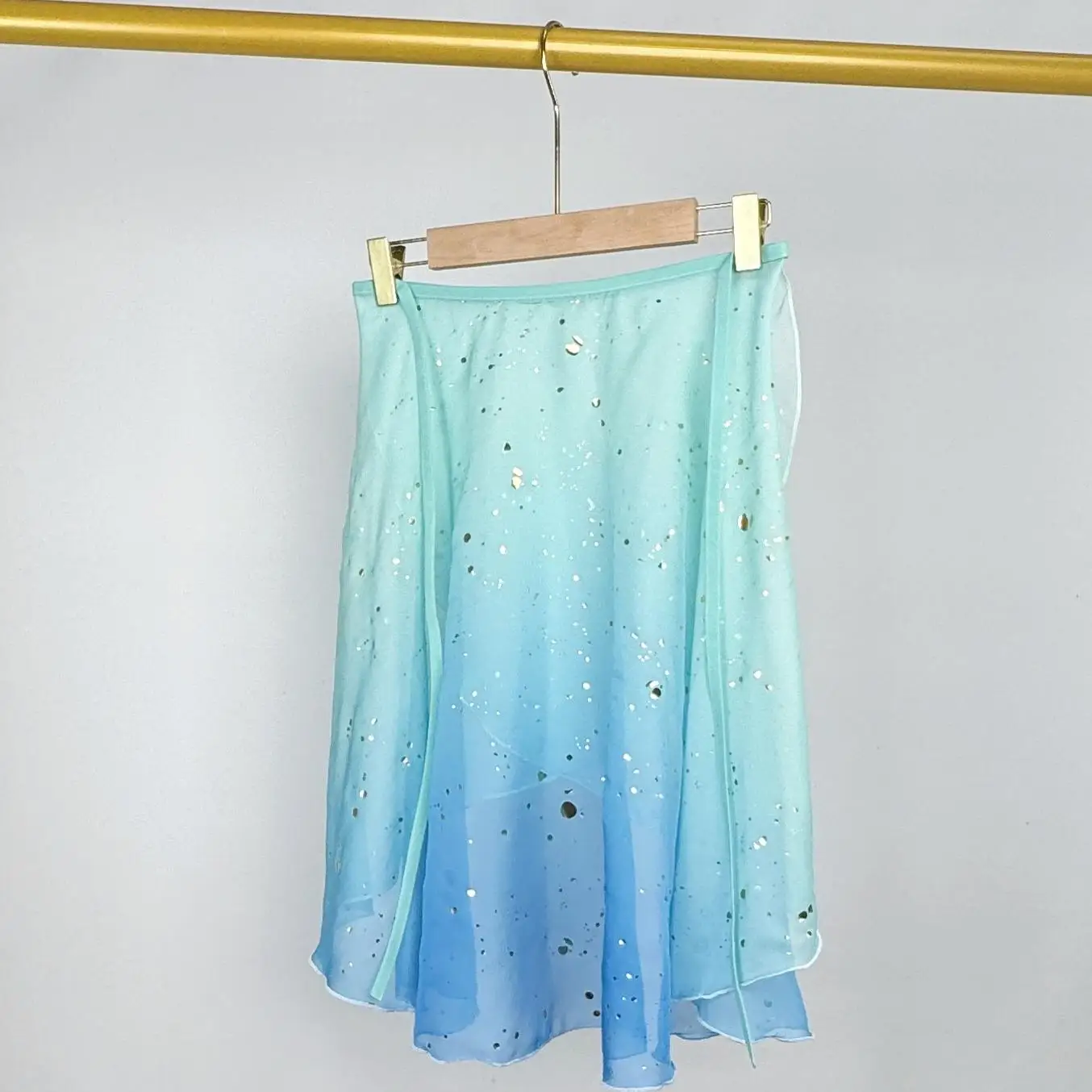 Traje de dança de balé adulto feminino personalizado, peça única, renda, gradiente, estampagem a quente, saia de treinamento básica diária