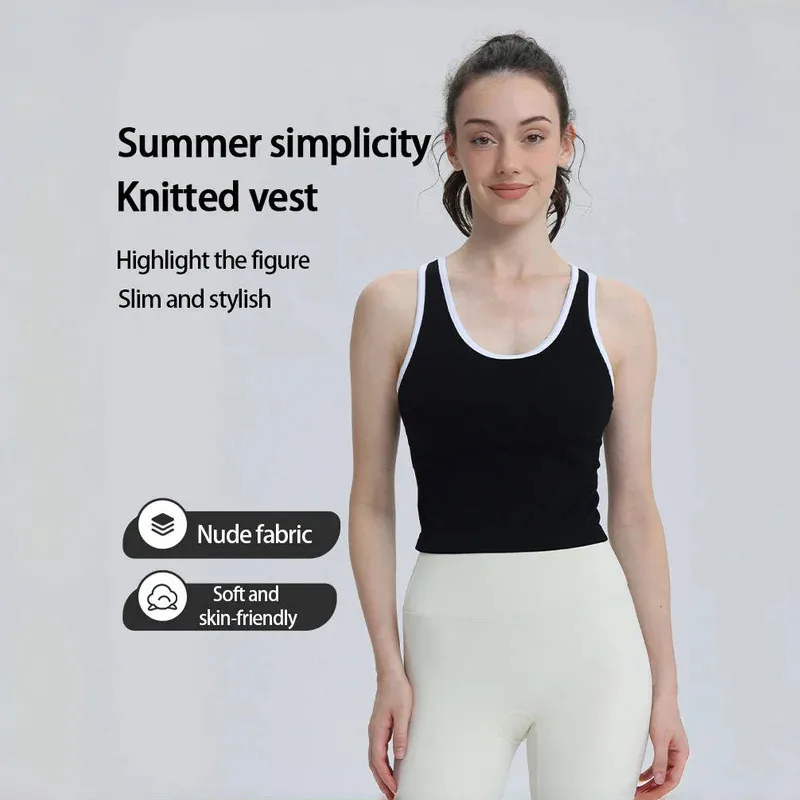 

Summer Sports Vest Short Sleeveless with Padded Breathable Running Yoga Top