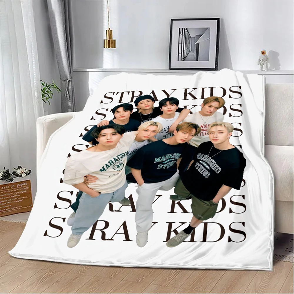 New KPOP Boys Stray Kids Printed Blanket Picnic Blankets Warm Blanket Soft and Comfortable Blanket Home Travel Birthday Gift