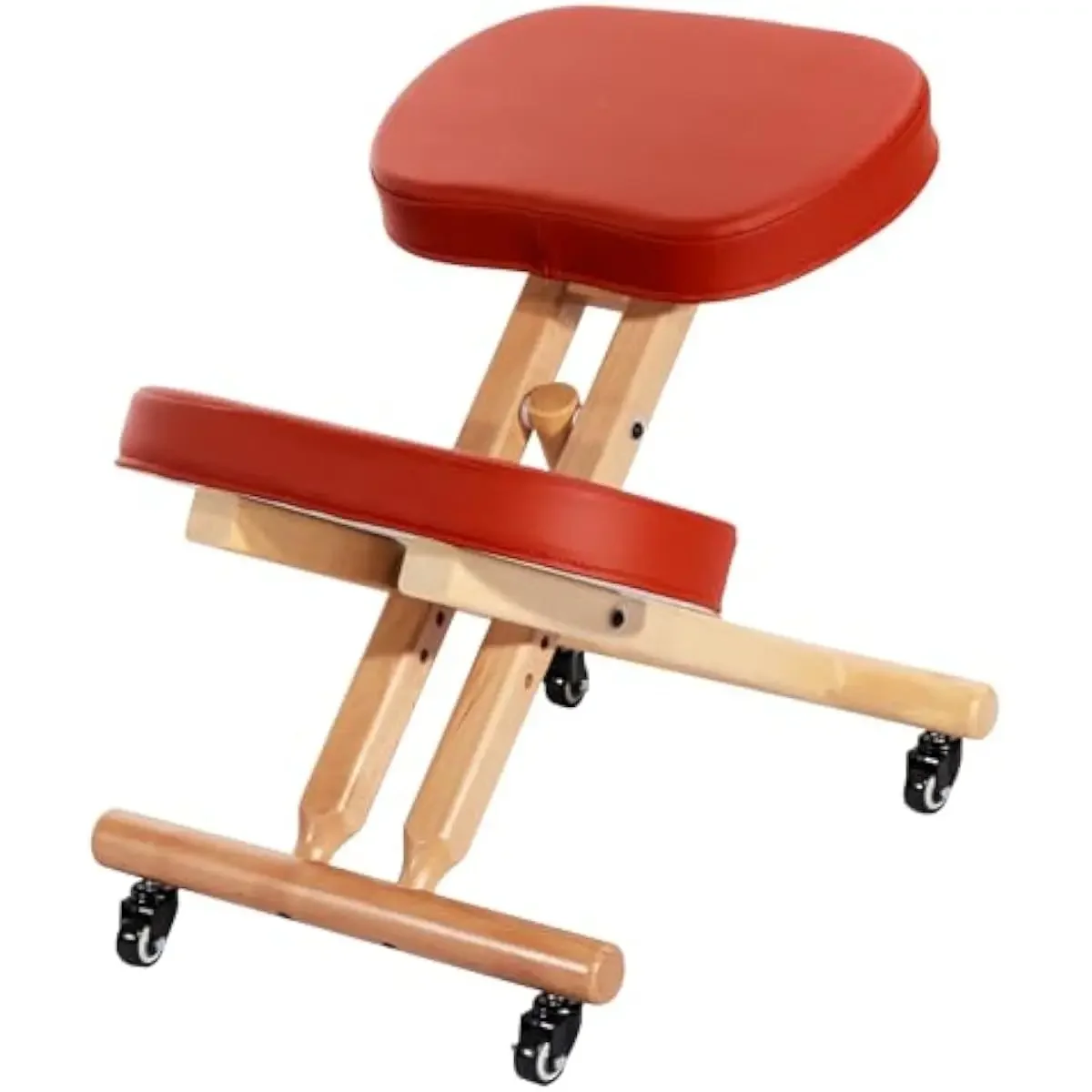 Ergonomic Kneeling Posture Stool with Adjustable Height from 41 cm to 67 cm, Thick 5 cm PU Leather Cushion, Alloy Steel Frame, 3