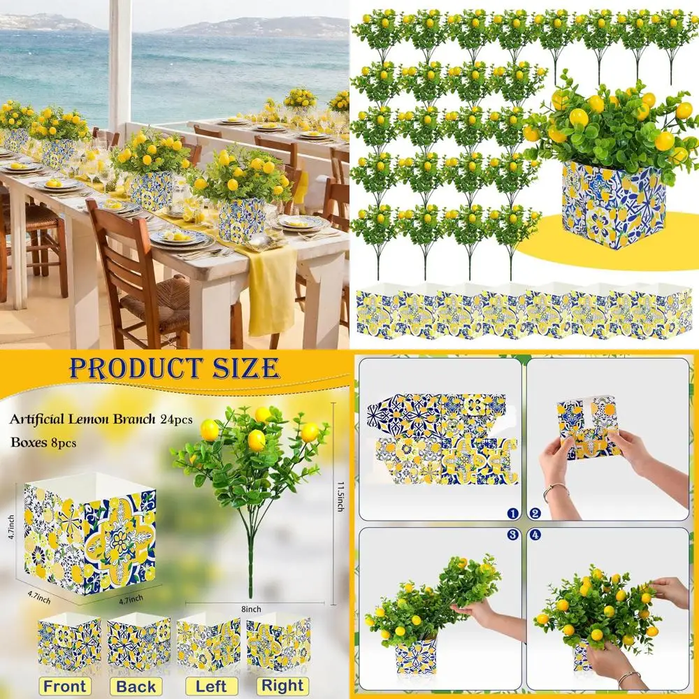 

Blue Tile Lemon Centerpiece for Mediterranean-Themed Weddings and Showers