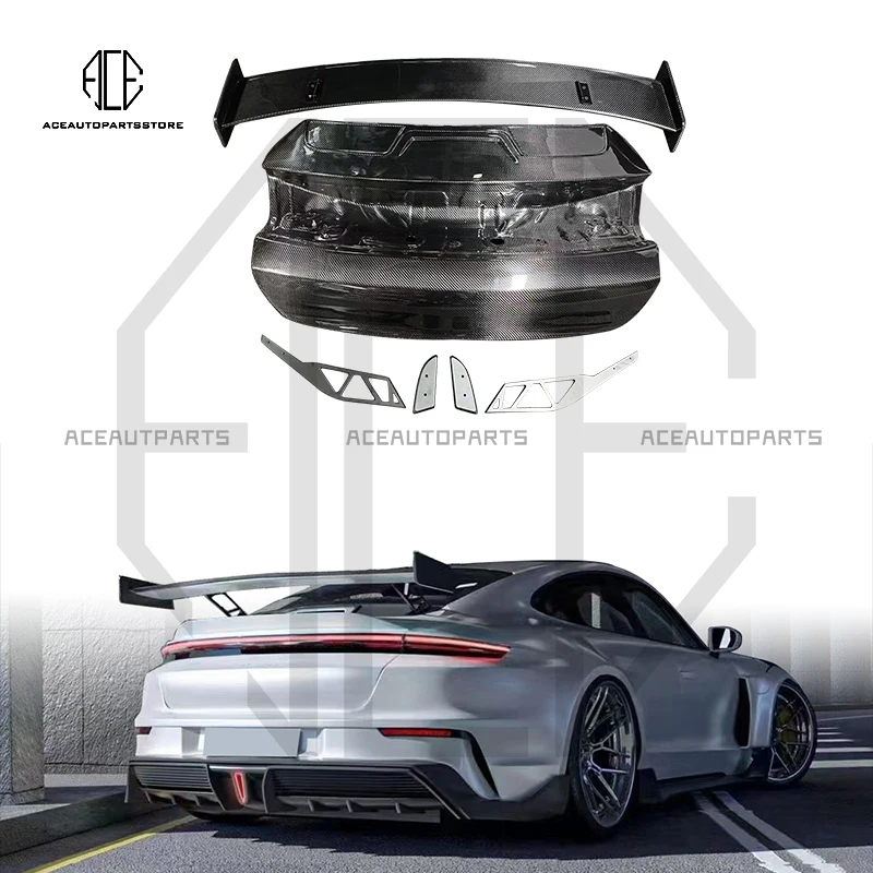 Dry Carbon Fiber Spoiler For Porsche Taycan Avante Style Tail Spoiler Rear Wing Tail Cap Tail Cover