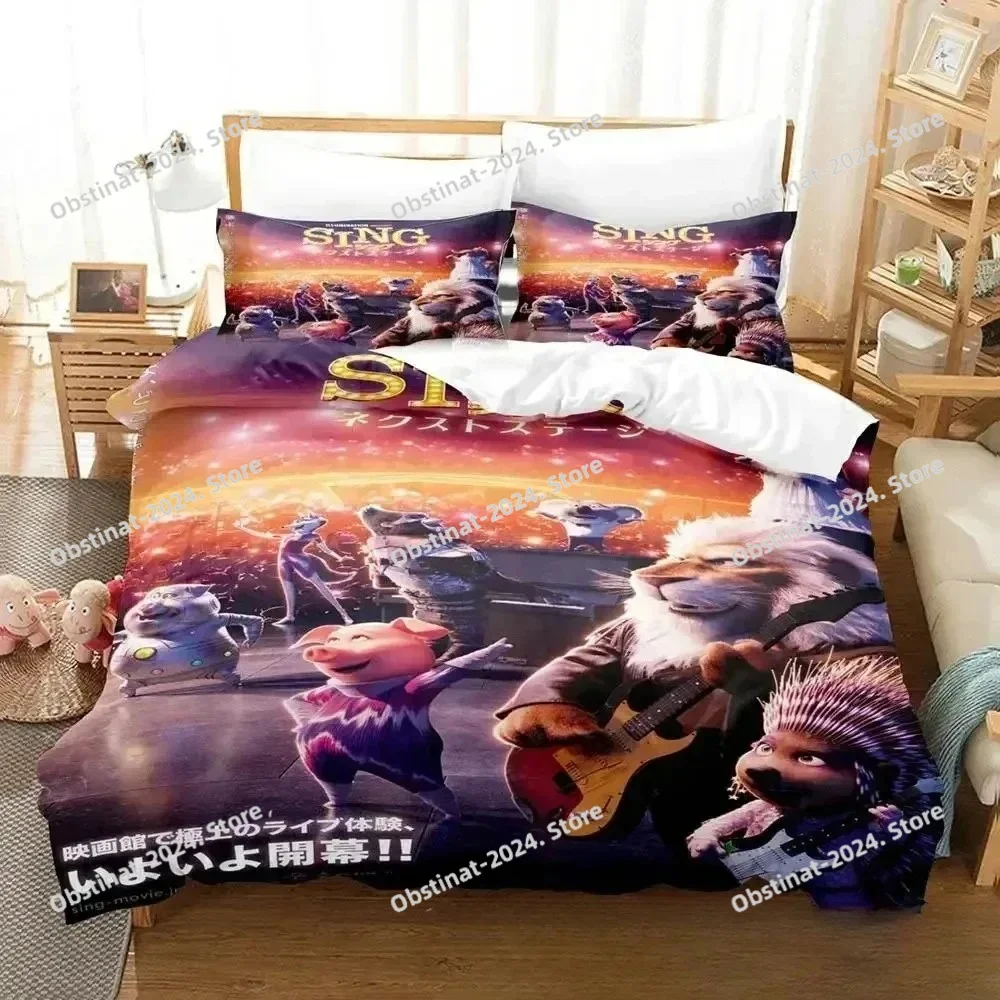 3D Print Cartoon Sing 2 Bedding Set Printed Duvet Cover Pillowcase Single Double Style Queen King Size Sets