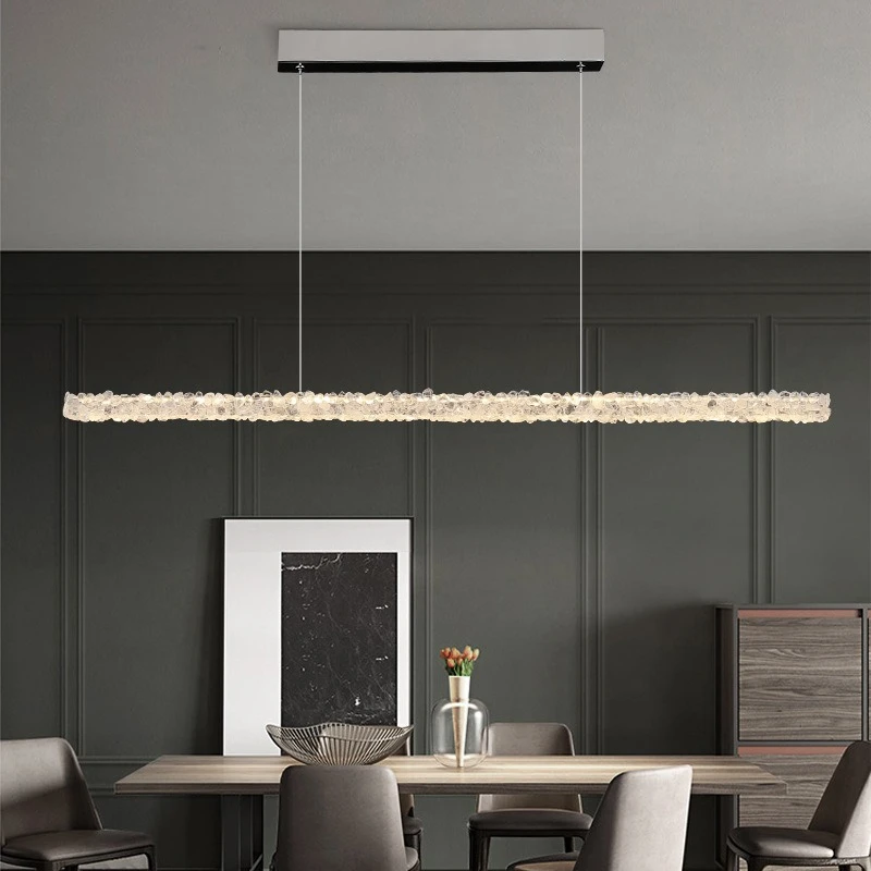 

Natural crystal restaurant light 2025 new high-end light luxury atmosphere home
