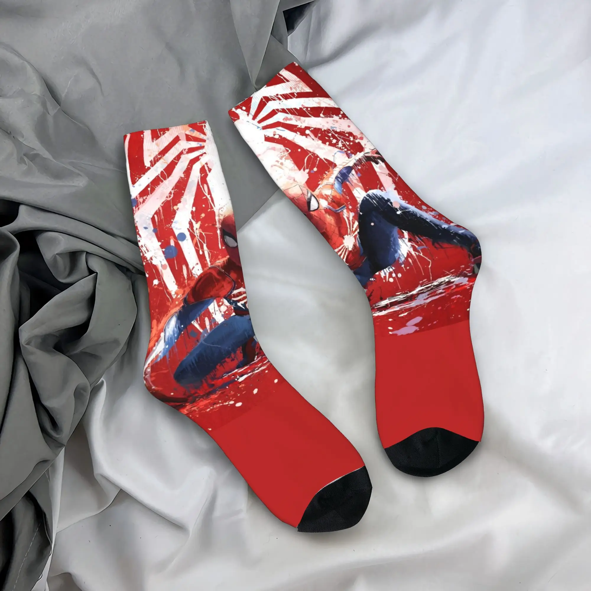 

Модные мужские носки Harajuku, носки с изображением Человека-паука, полиэстеровые спортивные женские носки с супергероями, весна-лето, осень-зима,