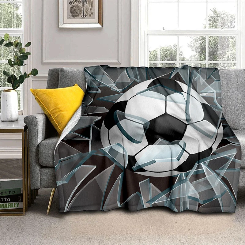 1pc Cozy 3D Football Shatters Glass Blanket, Lightweight Flannel Throw For Sofa, Bed, Travel, Camping, Living Room, Office, Couc