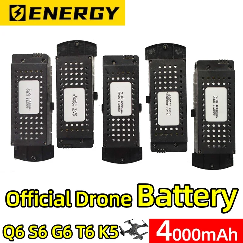 Q6 Drone Official Battery 4000mAh 3.7V LIPO Battery Long Time Flight for Q6 S6 G6 T6 K5 8K RC Drone Batteries