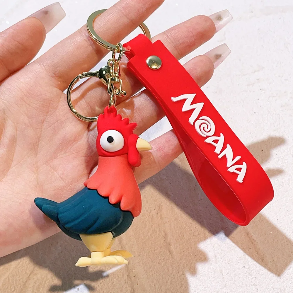 Moana Soft Rubber Keychain Demigod Maui Key Chain Pendant Chick Heihei Keyring Accessories Disney Cartoon Classics Key Ring