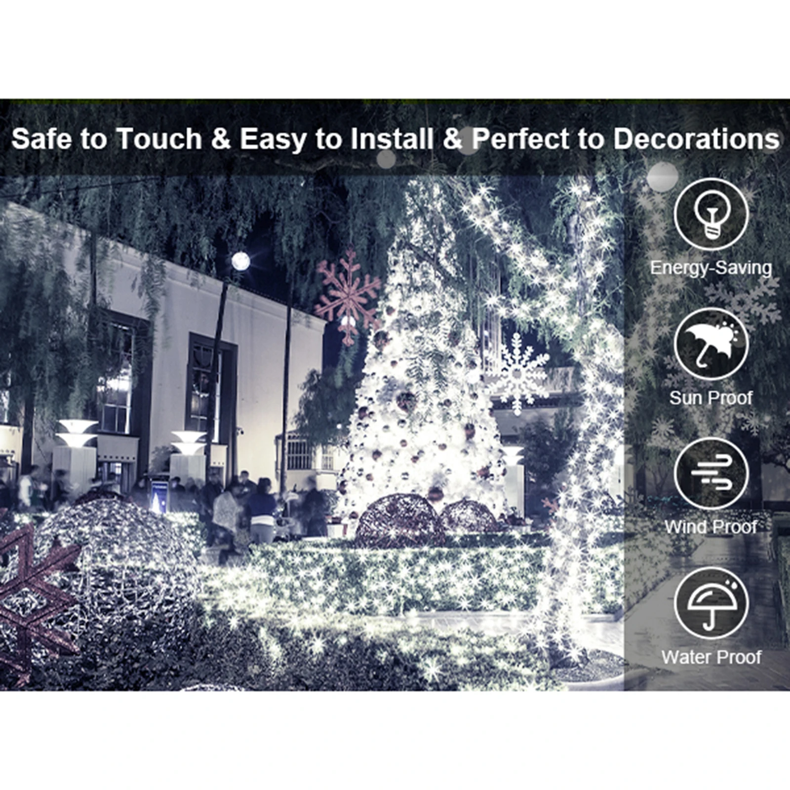 60 M 580 LED Christmas Lights Christmas Tree Lights with 8 Modes Waterproof Green Wire Outdoor String Lights Xmas Decorations