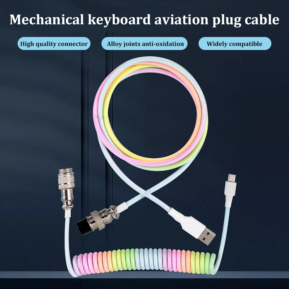 30cm Typ C mechanische Tastatur gewickeltes Kabel USB-Tastatur Draht mechanische Tastatur Flieger Desktop-Computer Luftfahrt-Anschluss