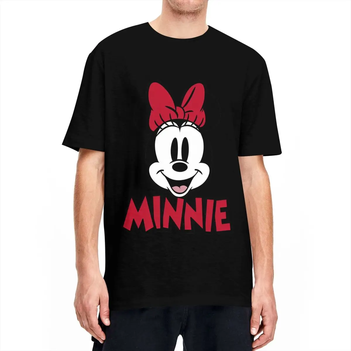 Minnie Mouse Big Face T Shirt Summer Mickey Mouse Aesthetic T-Shirts Cotton Tee Shirt For Men's Short Sleeves Casual Tops