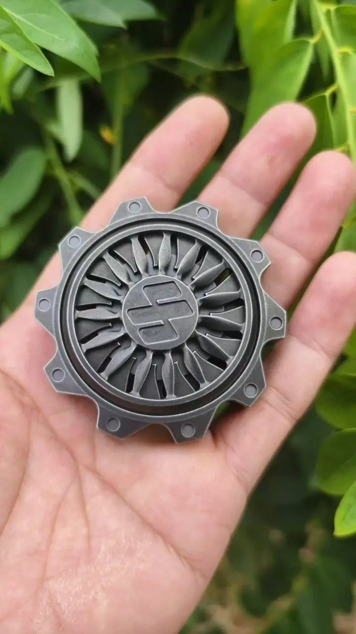 YH Frenzied Turbine (Linked Tuning Fork Gyroscope), Stainless Steel Stone Wash EDC decompression toy