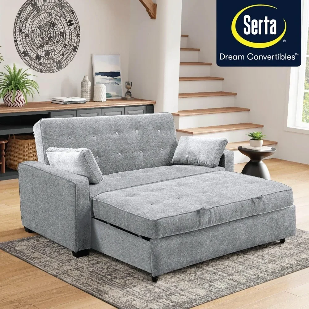 Modern Sofas for Living Room Lifestyle Solutions Ainsley Queen Size Convertible Loveseat Sofa Bed Light Grey Home Furniture