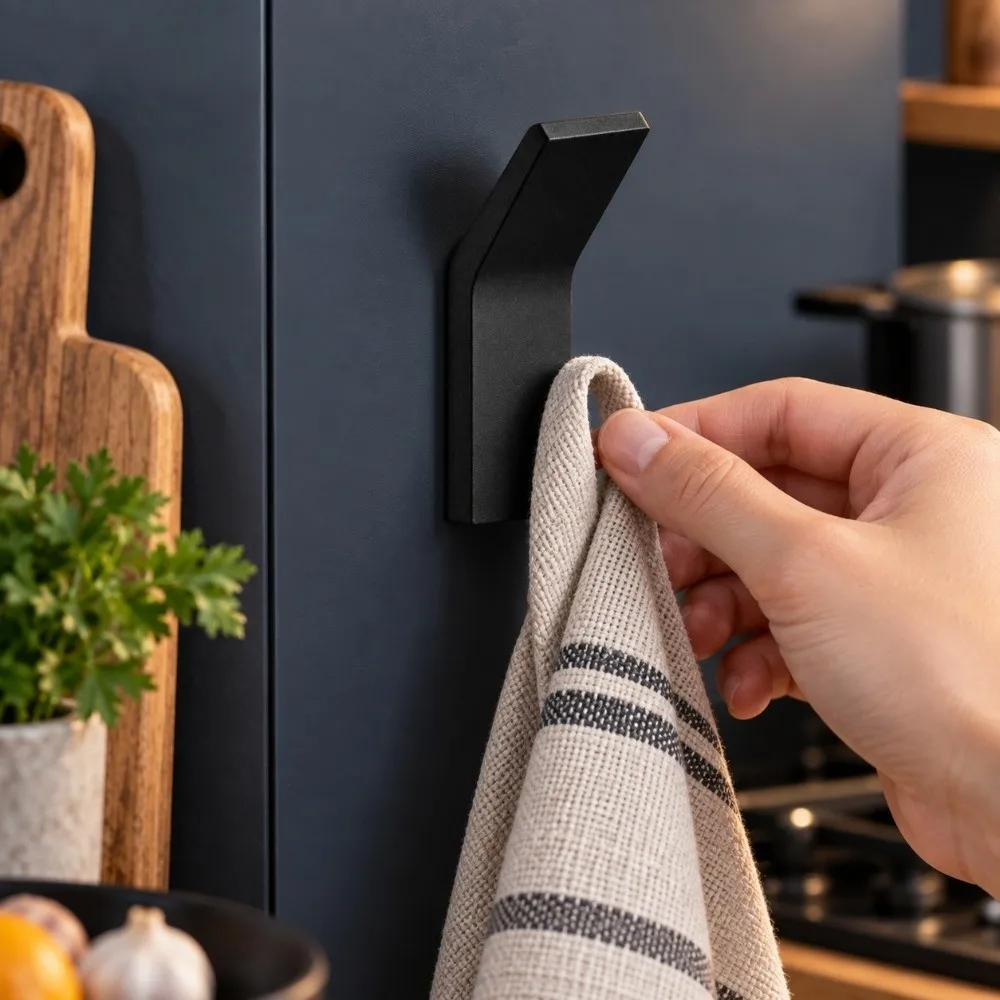 6 Pcs Durable Self-Adhesive Adhesive Towel Hooks Anti-Rust Drill-Free Wall Mount Hooks Aluminum Material Space Saving Door Hooks