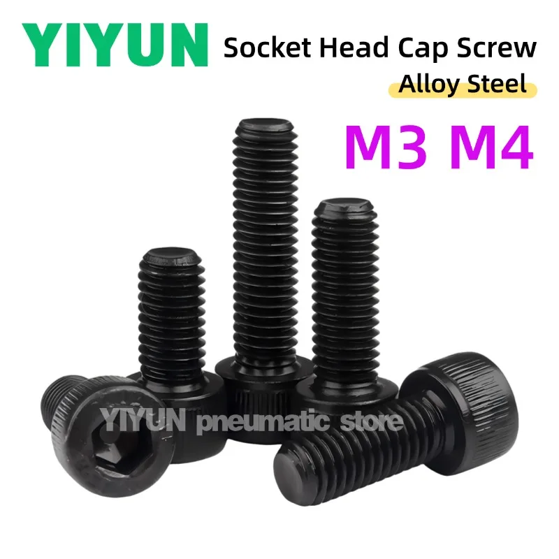 M3 M4 Socket Head Cap Screws Allen Screw 12.9 Grade High Strength Alloy Steel Hex Hexagon Socket Bolt Bolts Industrial Fasteners