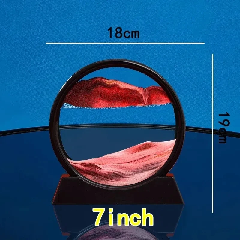 3D Moving Sand Art Picture Round Glass Deep Sea Sandscape Hourglass Quicksand Craft Flowing Sand Painting Office Home Decor Gift view 3