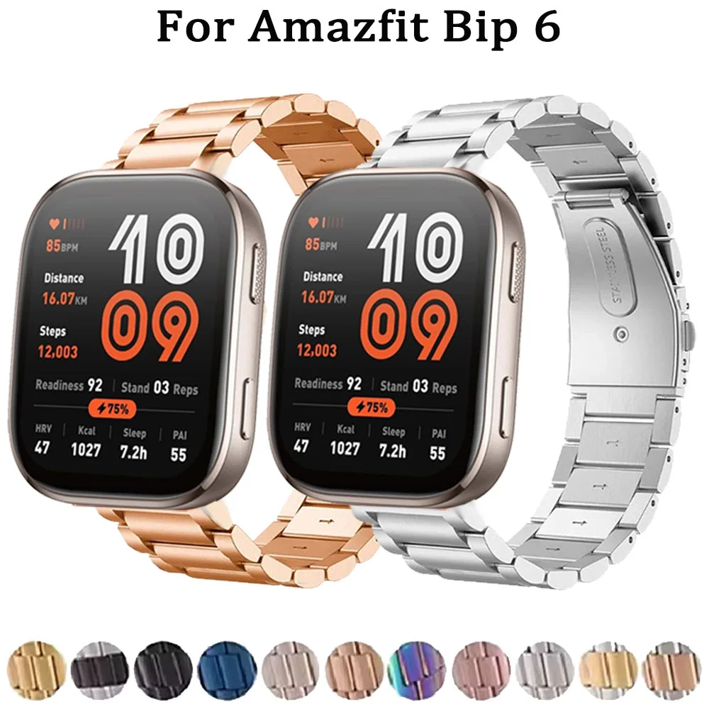 Correa de Metal de acero inoxidable de 22mm para Amazfit Bip 6/Bip 5 Bip 5 Unity/Pace/Cheetah Pro, correa de muñeca para Amazfit Stratos/GTR 2 3 4