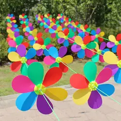 24cm Diameter String Windmill Wind Whirligig 1000cm Nylon Rope Garden Decor Six Colors Rotating Flower With Hanging String Yard