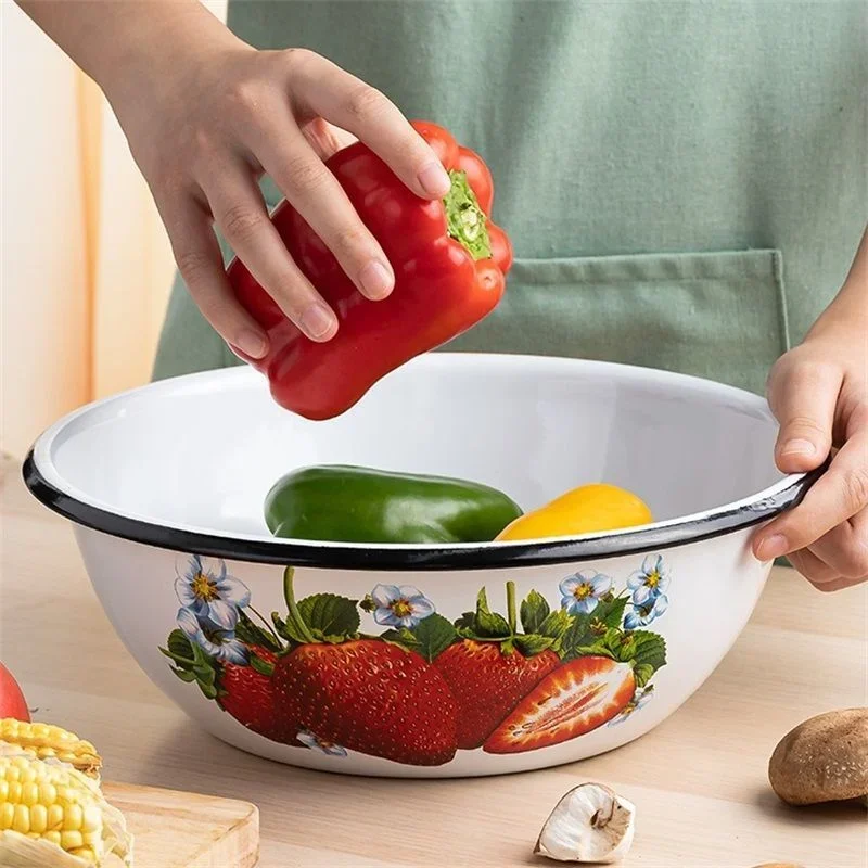 Large Enamel Bowl Enamel Soup Basin Filling Basin Seasoning Basin Tureens Soperas Grandes Con Tapa Buffet Food Warmer Platos