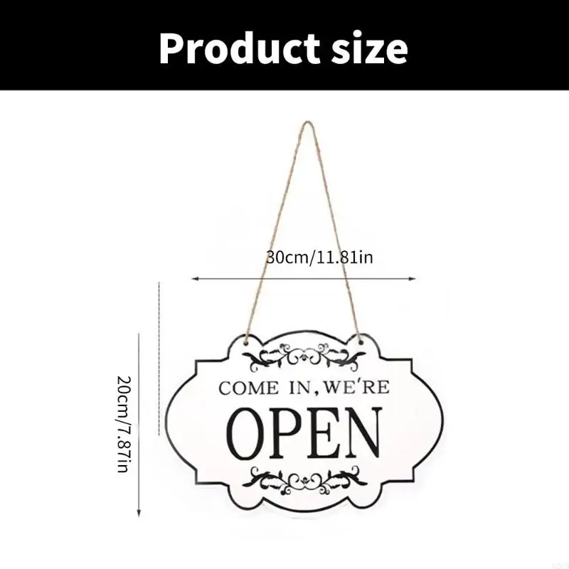 62CD Hanging Open Closed Sign 33x20cm Double-Side Open Closed Sign For Store Restaurant Cafe Small Businesses Shop