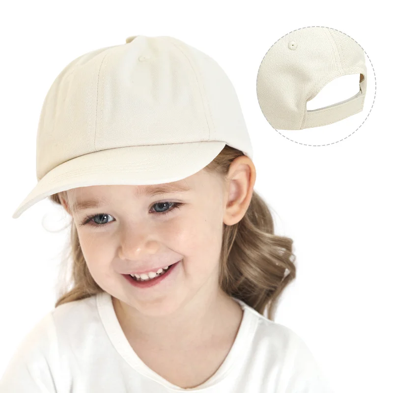 Gorra de béisbol con Cierre trasero para niño y niña, gorro de algodón Unisex, ajustable, transpirable, Color sólido, para las cuatro estaciones,