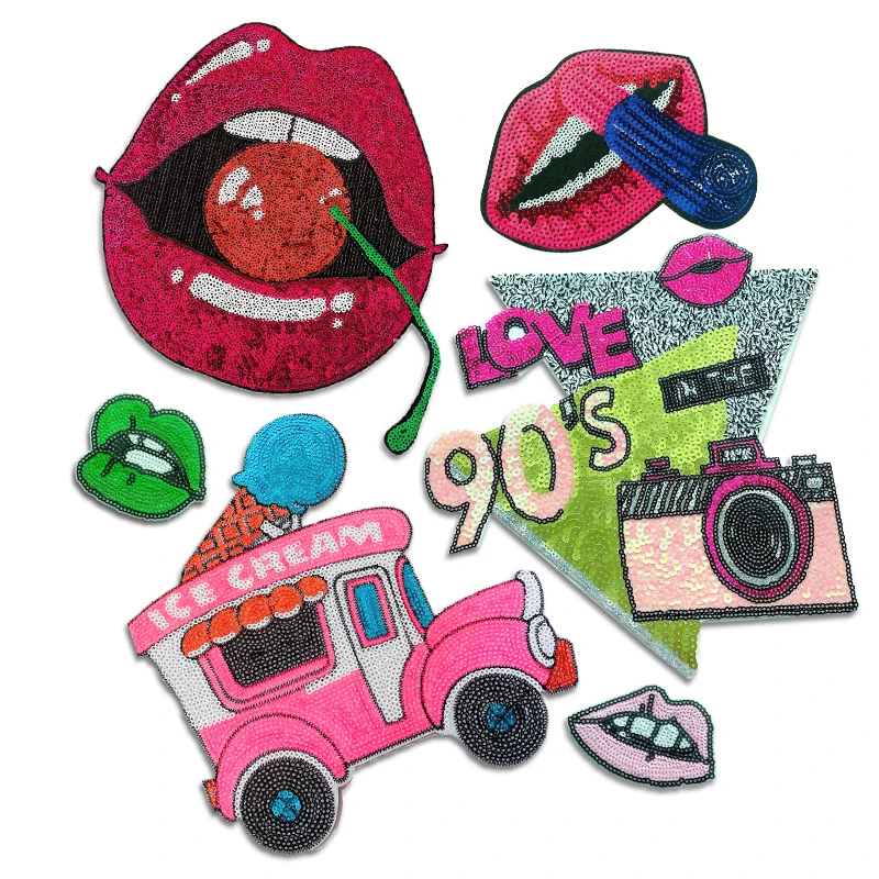 Embroidered Letter Patch for Girls, Mouth Applique, Clothing Accessories, Iron On Patches