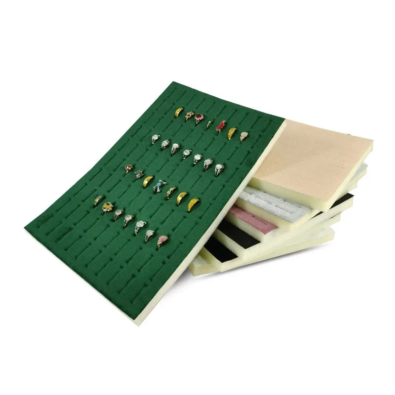 100 Slot Velvet Ring Display Foam Mat,Jewelry Tray for Retail Showcase & DIY Organizer,Protective Liner Countertop Display Pad