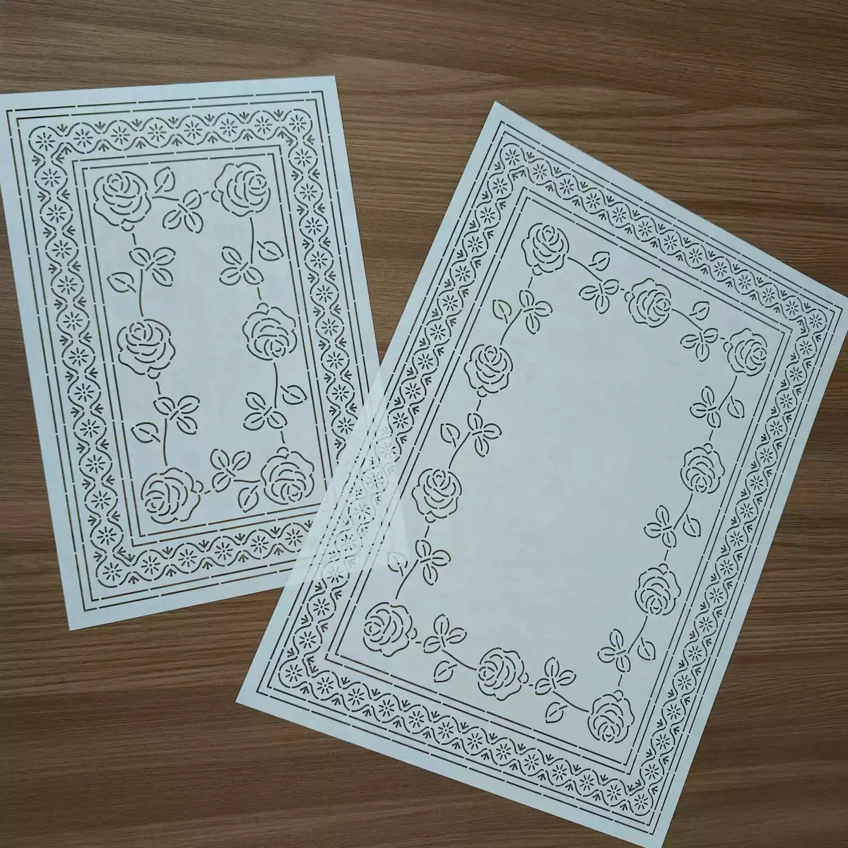 Sashiko Stencils Reusable PET formwork for Embroidery,coaster Decor,Fabric Crafts Drawing tool,rose frame Quilting Templates