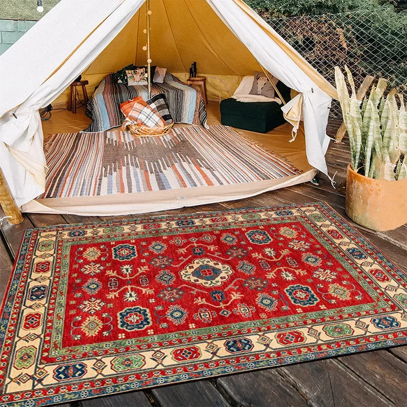 European Vintage Persian Style Outdoor Decoration Carpet Antiskid Washable Living Room Sofa Rug Large Area Bedroom Bedside Mat