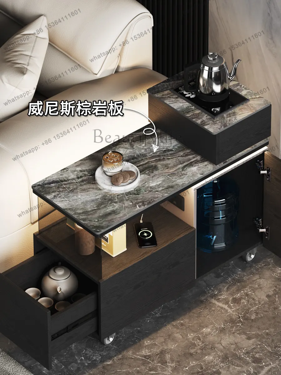 Italian light luxury modern simple sofa side cabinet with kettle socket storage cabinet