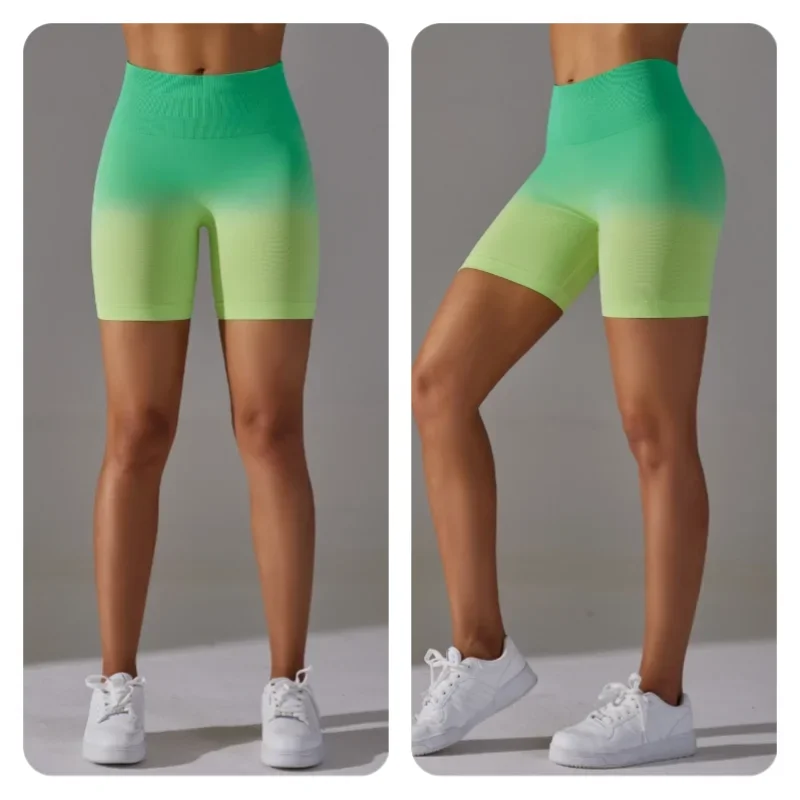 Women's Seamless High Elasticity Gradually Changing Peach Buttocks Tight and Sexy Sports Yoga Pants High Waisted Fitness Shorts