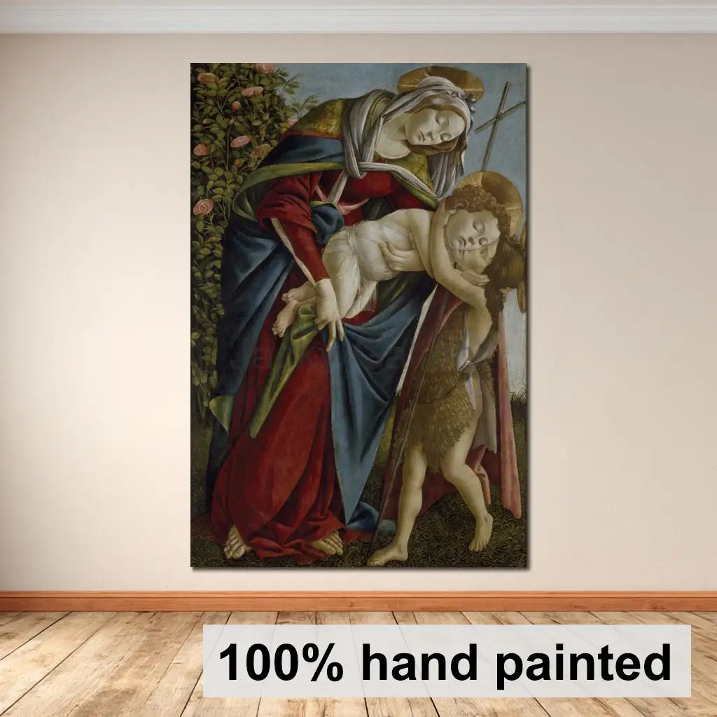 Madonna Child Portrait Painting Hand Painted Canvas Art Religious Masterpiece Artwork Large Restaurant Hotel Lobby Wall Decor