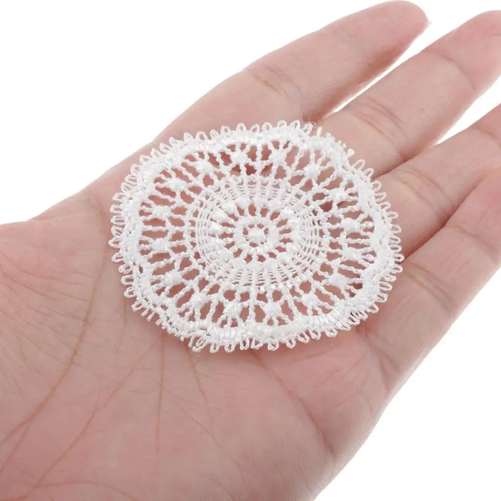 1/12 Dolls House 5Pieces Lace Round Tablecloth Decoration Accessory White